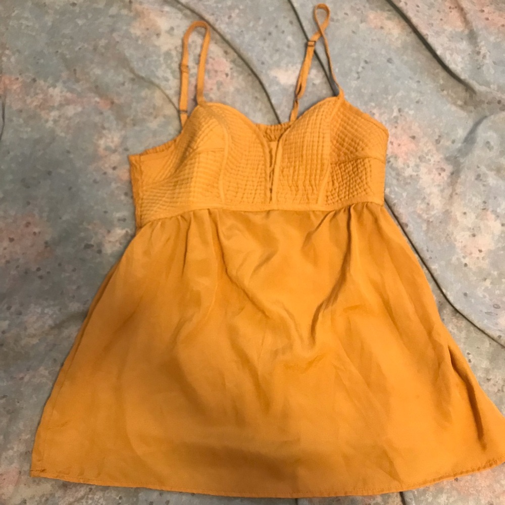 Yellow tank top with adjustable straps